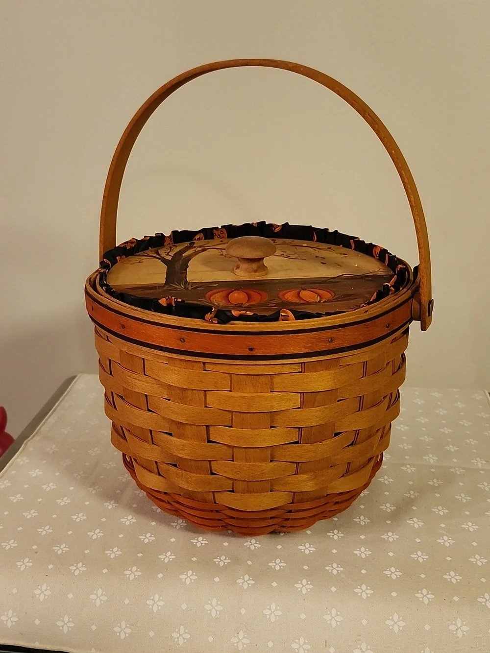 Longaberger 1995 Pumpkin Basket With Hand Painted Lid